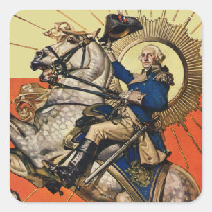 Adesivo Quadrado George Washington a cavalo