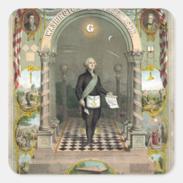 Adesivo Quadrado George Washington como Freemason