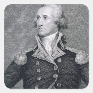 Adesivo Quadrado George Washington, gravado pelo calcinador Brown