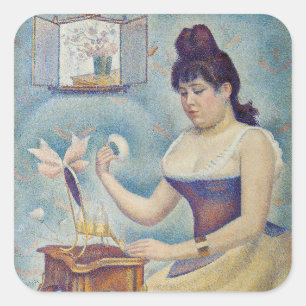 Adesivo Quadrado Georges Seurat - Jovem Mulher Se Poudreando