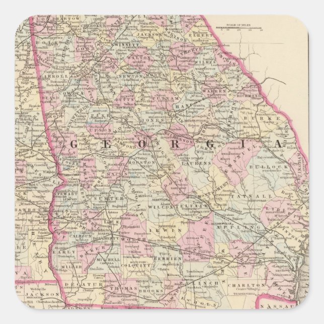 Adesivo Quadrado Georgia, Alabama (Frente)