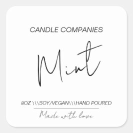 Adesivo Quadrado Gerador de Velas do Script Soy Vegan