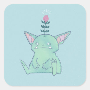 Adesivo Quadrado Gerald o Goblin   Cria Fantasia Mal-Humorada Fofa