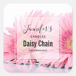 Adesivo Quadrado Gerbera Daisies Elegante Empresa de Velas Fotográ