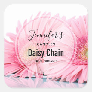 Adesivo Quadrado Gerbera Daisies Elegante Empresa de Velas Fotográ