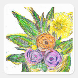 Adesivo Quadrado Gerberas Daisy