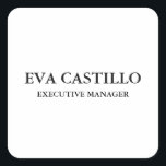 Adesivo Quadrado Gerente branco simples e elegante moderno e elegan<br><div class="desc">Tendy Modern Personalize o Design profissional simples.</div>