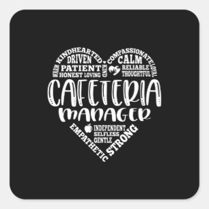 Adesivo Quadrado Gerente de cantina, senhora de almoço, trabalhado