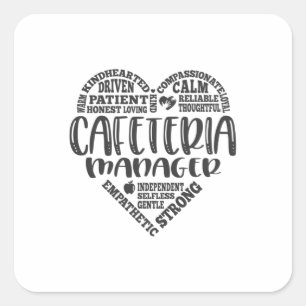 Adesivo Quadrado Gerente de cantina, senhora de almoço, trabalhado
