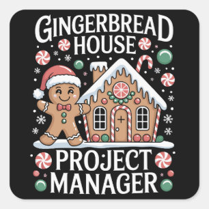 Adesivo Quadrado Gerente de Projeto de Casa de Gingerbread Assador