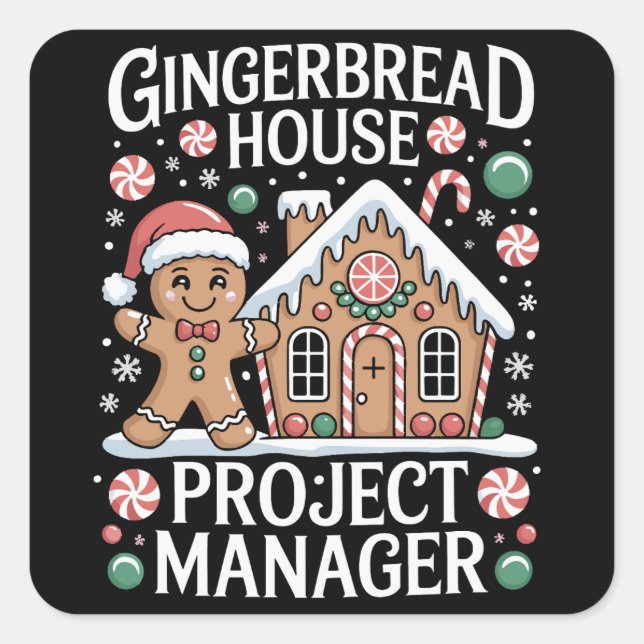 Adesivo Quadrado Gerente de projetos da Gingerbird House Cookie Bak (Frente)