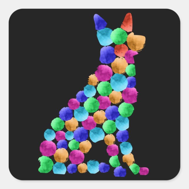 Adesivo Quadrado German shepherd cão Aquarela pintura ponto (Frente)