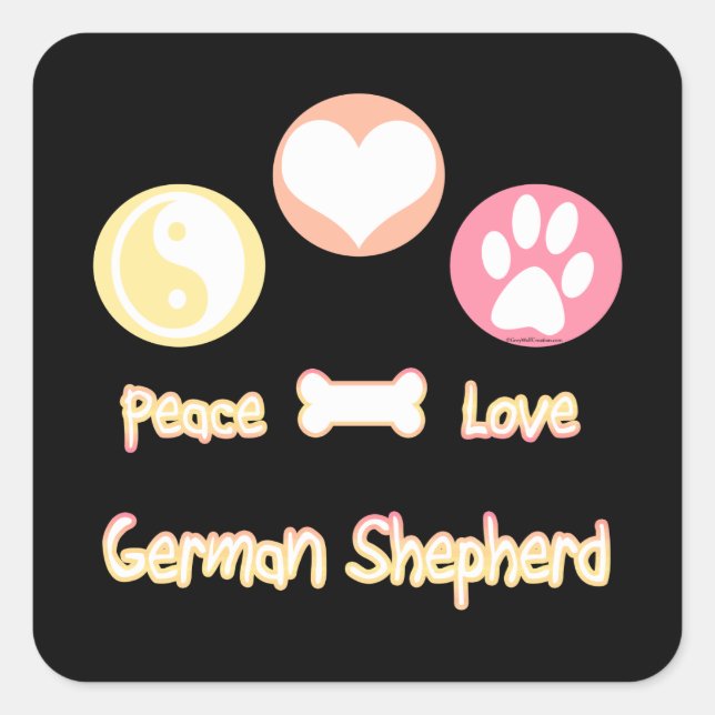 Adesivo Quadrado German shepherd de Paz e Amor (Frente)