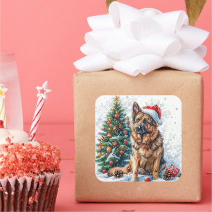 Adesivo Quadrado German shepherd por Snowy Christmas Tree
