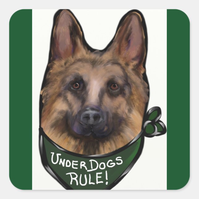 Adesivo Quadrado German shepherd Underdog (Frente)