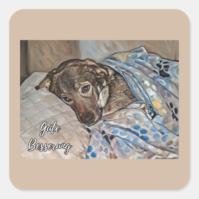 Adesivo Quadrado Get Well Soon in German Sticker (Frente)