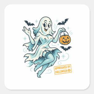 Adesivo Quadrado Ghost Girl - Feliz Dia das Bruxas
