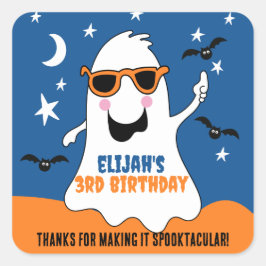 Adesivo Quadrado Ghost Halloween Aniversário de criança Cute