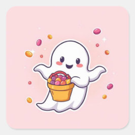 Adesivo Quadrado Ghost Halloween Candy Sticker