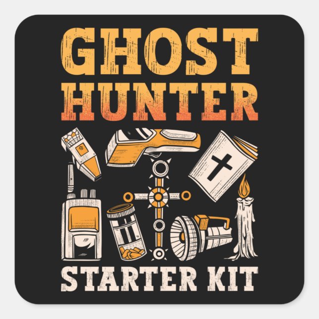 Adesivo Quadrado Ghost Hunter Starter Kit Paranormal Caça ao Fantas (Frente)