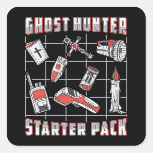 Adesivo Quadrado Ghost Hunter Starter Pack Paranormal Caça ao Fant