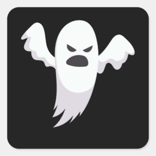 Adesivo Quadrado Ghost Illustration Horror Cartoon Halloween Gift
