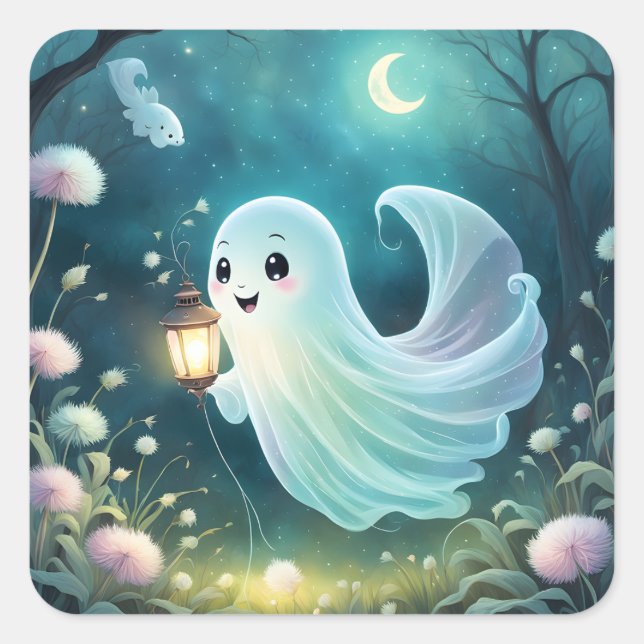 Adesivo Quadrado Ghost Stickers Cute (Frente)