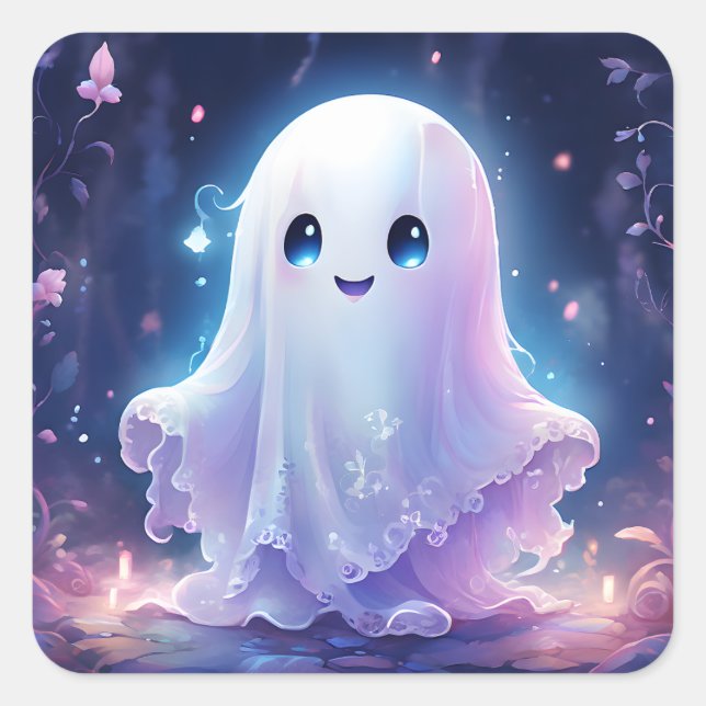Adesivo Quadrado Ghost Stickers Cute (Frente)