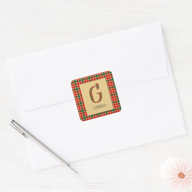 Adesivo Quadrado Gibbs Tartan Monograma G (Envelope)