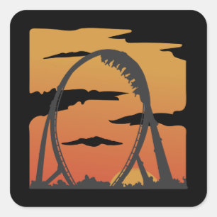 Adesivo Quadrado Gift do Funny Rollercoaster Amusement Park