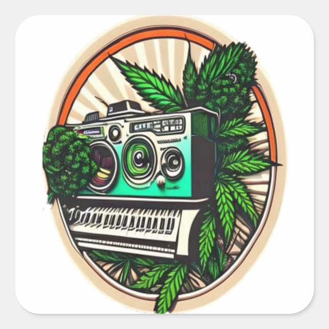 Adesivo Quadrado gift for music&weed lovers (Frente)