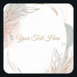 Adesivo Quadrado Gilded Gold Sage & Blush Botanical Wedding<br><div class="desc">Matching items available.</div>