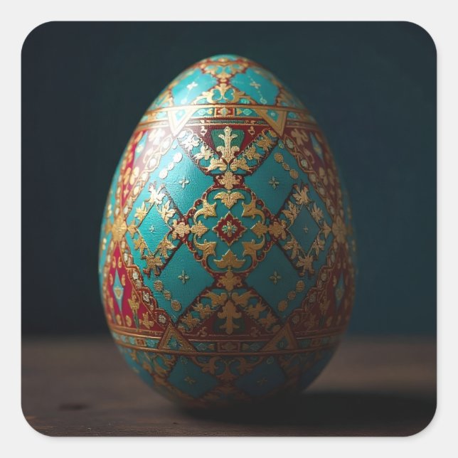 Adesivo Quadrado Gilded Patchwork Easter Egg (Frente)
