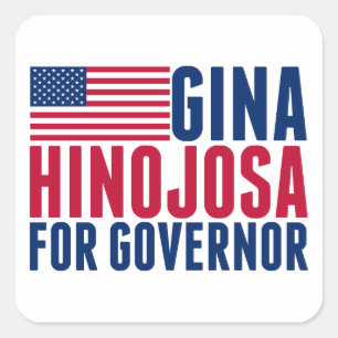 Adesivo Quadrado Gina Hinojosa para Governadora 2026 Eleição Texas