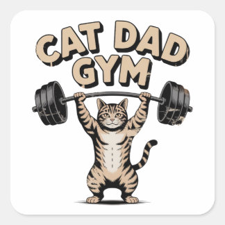 Adesivo Quadrado Ginásio de Gato Engraçado para Papai