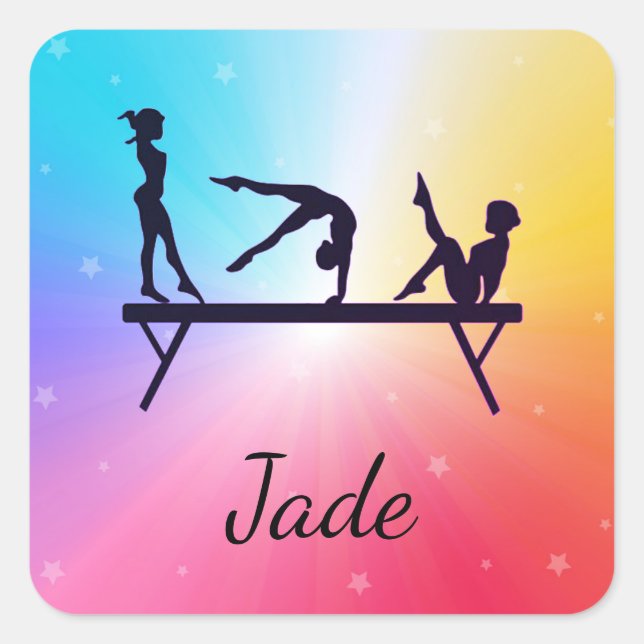 Adesivo Quadrado Ginástica Arco-Íris Stars Praça (Frente)