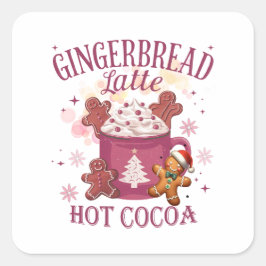 Adesivo Quadrado Gingerbread latte hot cocoa christmas