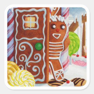 Adesivo Quadrado GINGERBREAD MAN Vinhetas Grandes Quadrados