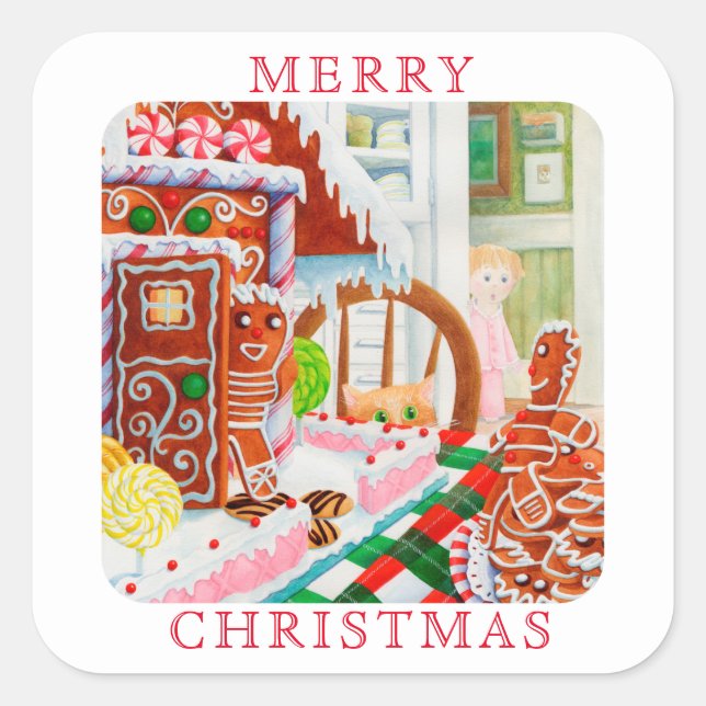 Adesivo Quadrado GINGERBREAD SURPRISE Grandes Selos De Envelopes Qu (Frente)