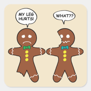 Adesivo Quadrado Gingercake Cookie Humor de Natal
