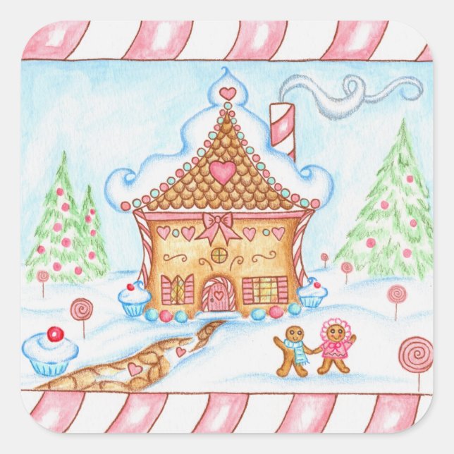 Adesivo Quadrado Gingercake Heart House Sticker (Frente)