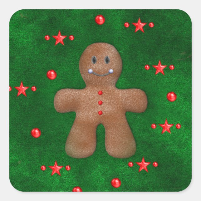 Adesivo Quadrado Gingercake Man on Green (Frente)