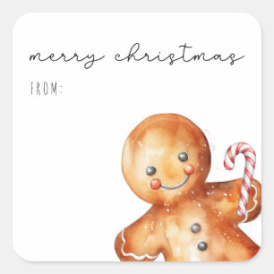 Adesivo Quadrado Gingerpão de Cachorra-d'água Feliz Natal