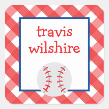 Gingham Baseball Personalizado Stickers