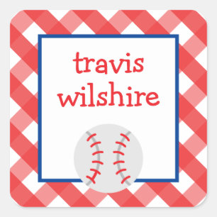 Adesivo Quadrado Gingham Baseball Personalizado Stickers