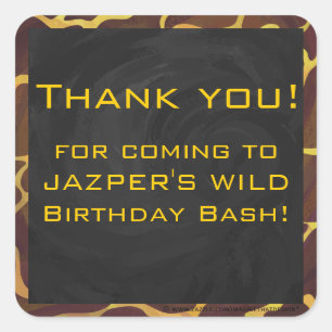 Adesivo Quadrado Girafa Brown do monograma, impressão amarelo