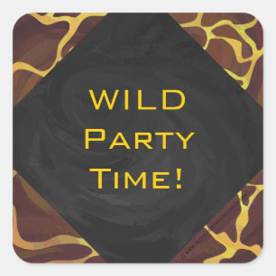 Adesivo Quadrado Girafa Brown do monograma, impressão amarelo