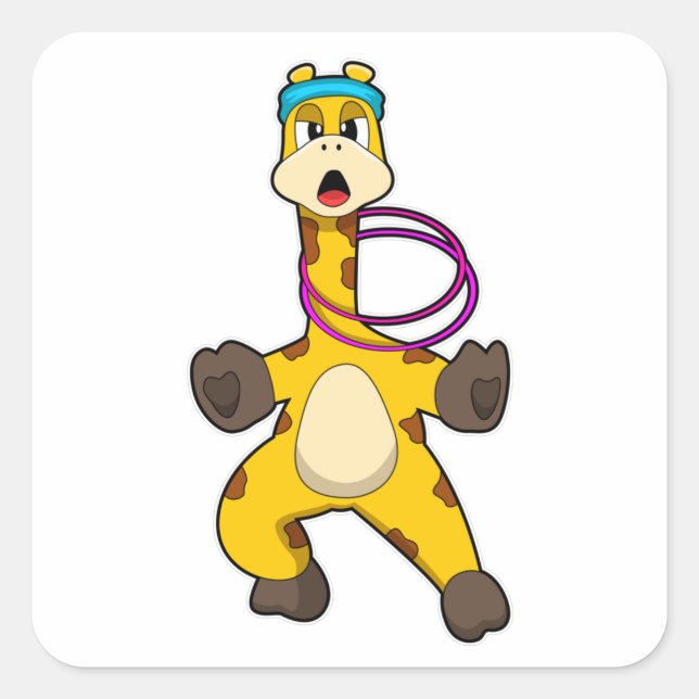 Adesivo Quadrado Girafa em Malhação com anel Swing (Frente)