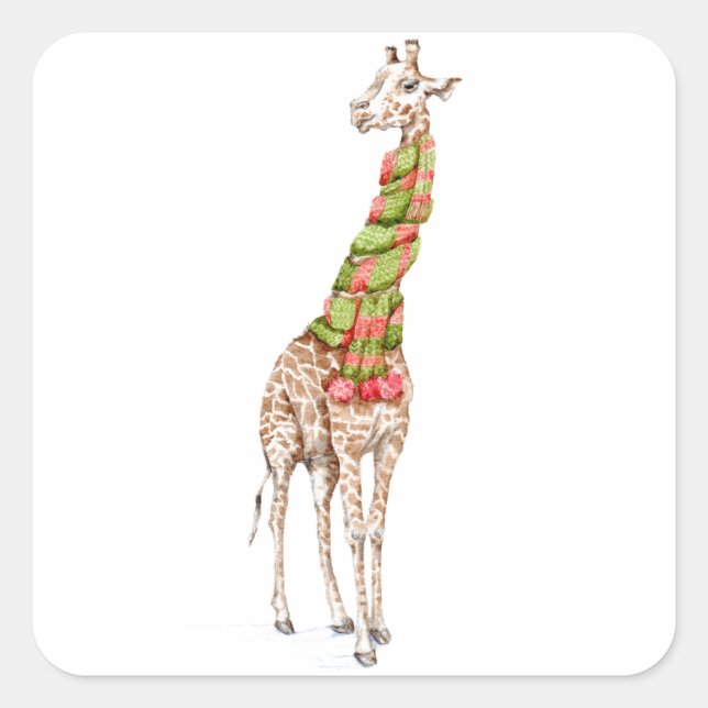 Adesivo Quadrado Girafa em um Scarf (Frente)
