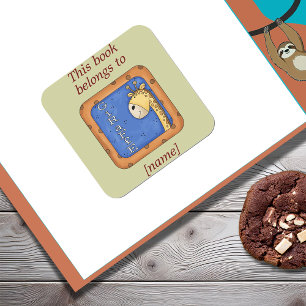 Adesivo Quadrado Girafa Este Livro Pertence Ao Vinheta De Livraria